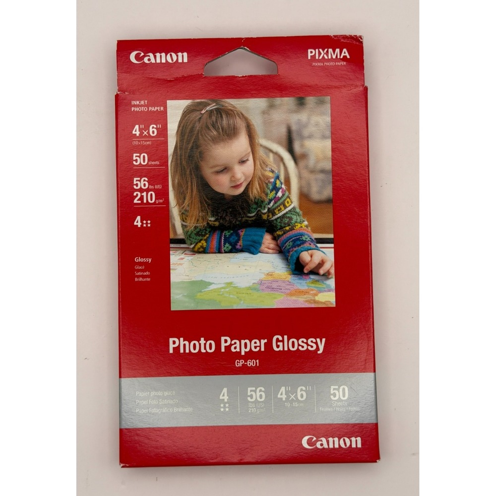 Canon PIXMA GP-601 Glossy Photo Paper 4x6 50 Sheets 56lb 210gsm NEW SEALED